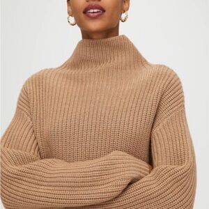 Cozy Camel Ribbed Turtleneck Sweater - Women